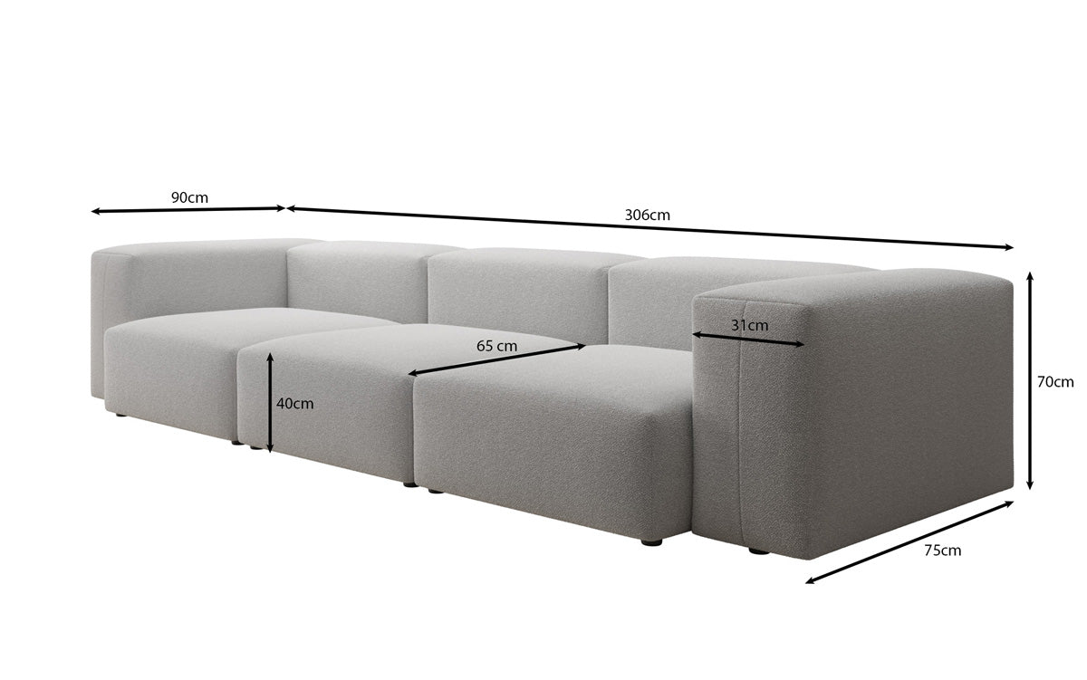 Designer 3-Sëtz Sofa Snug a Bouclé