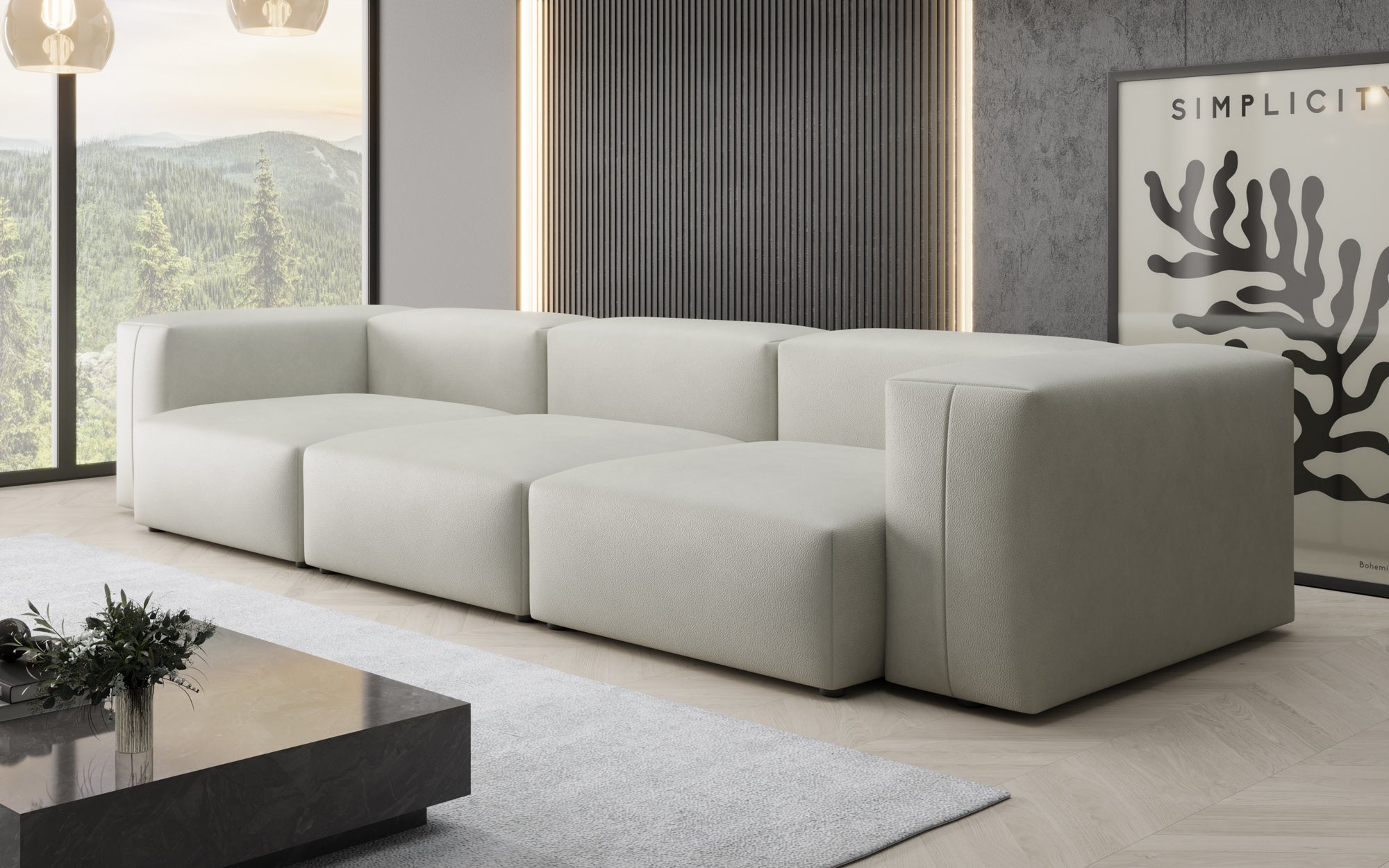 Designer 3-Sëtz Sofa Snug a Echtläder