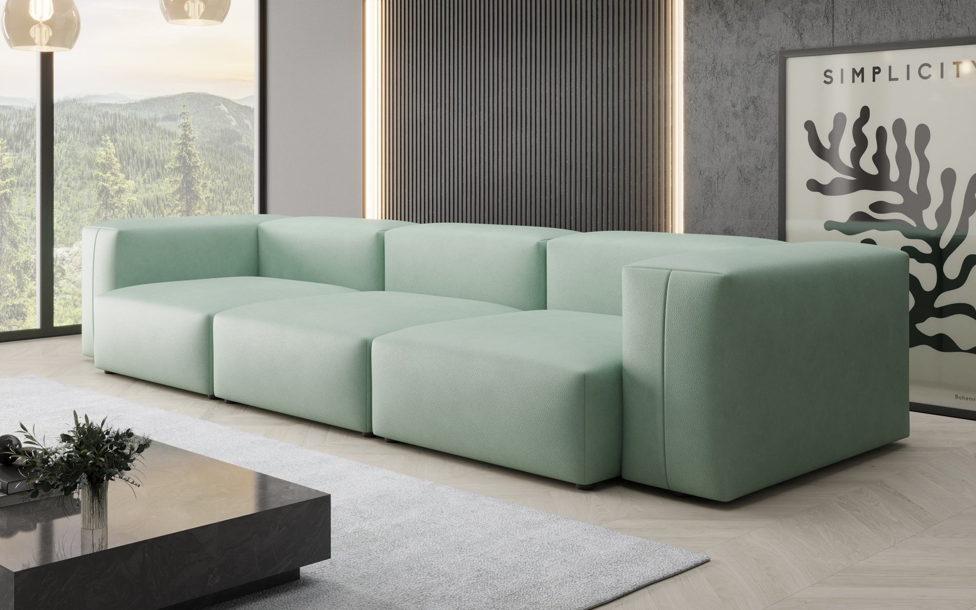 Designer 3-Sëtz Sofa Snug a Echtläder