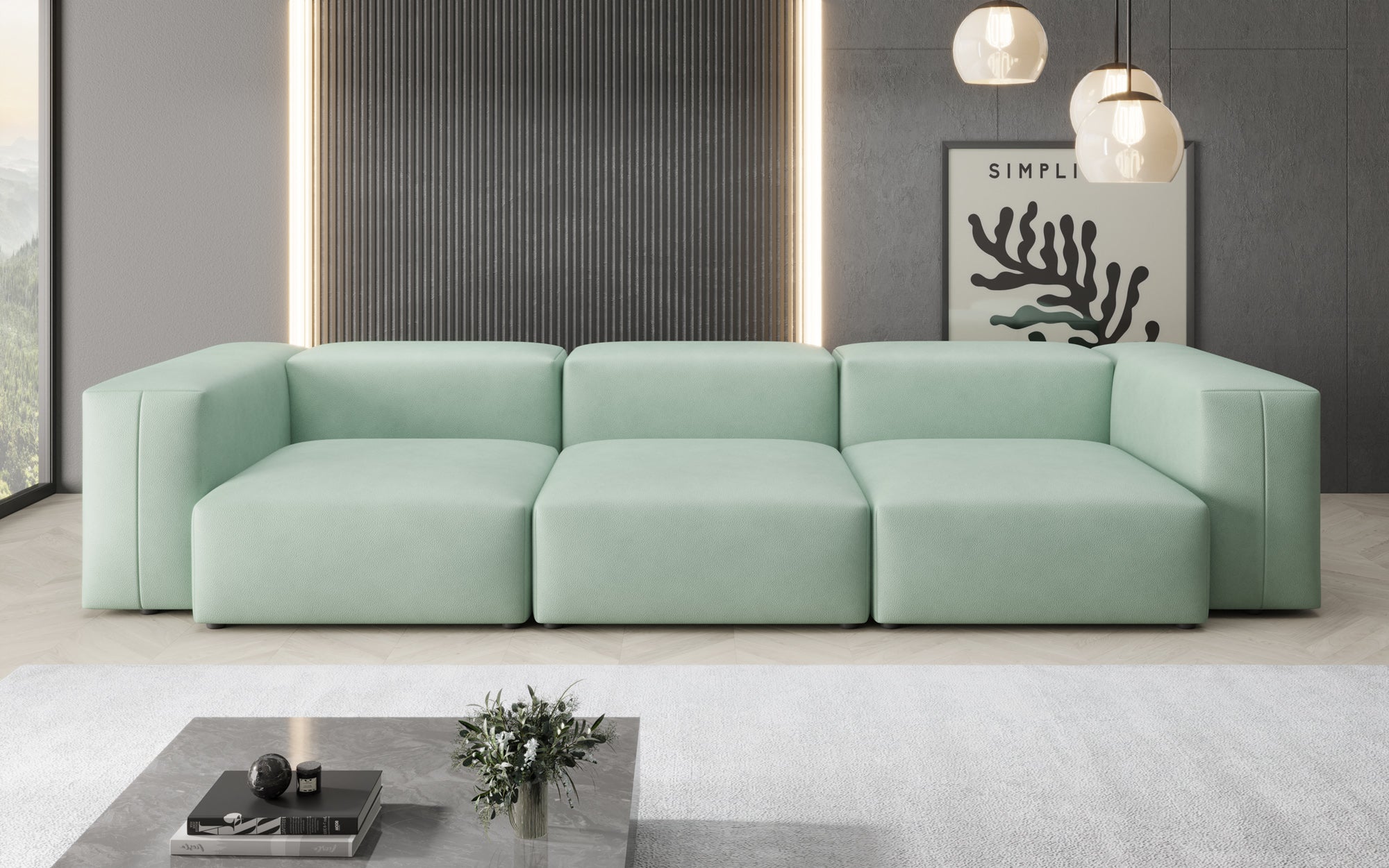 Designer 3-Sëtz Sofa Snug a Echtläder