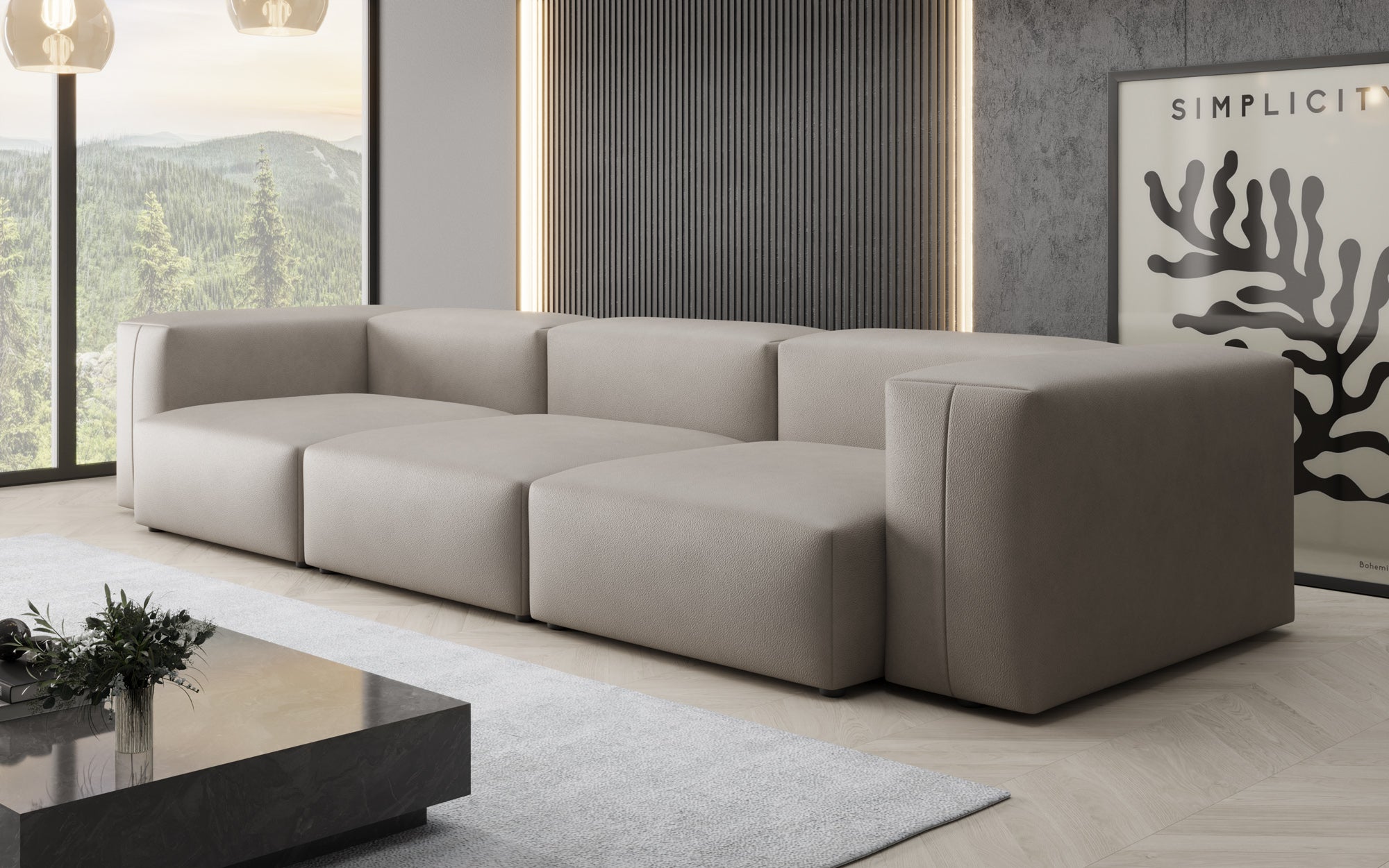 Designer 3-Sëtz Sofa Snug a Echtläder