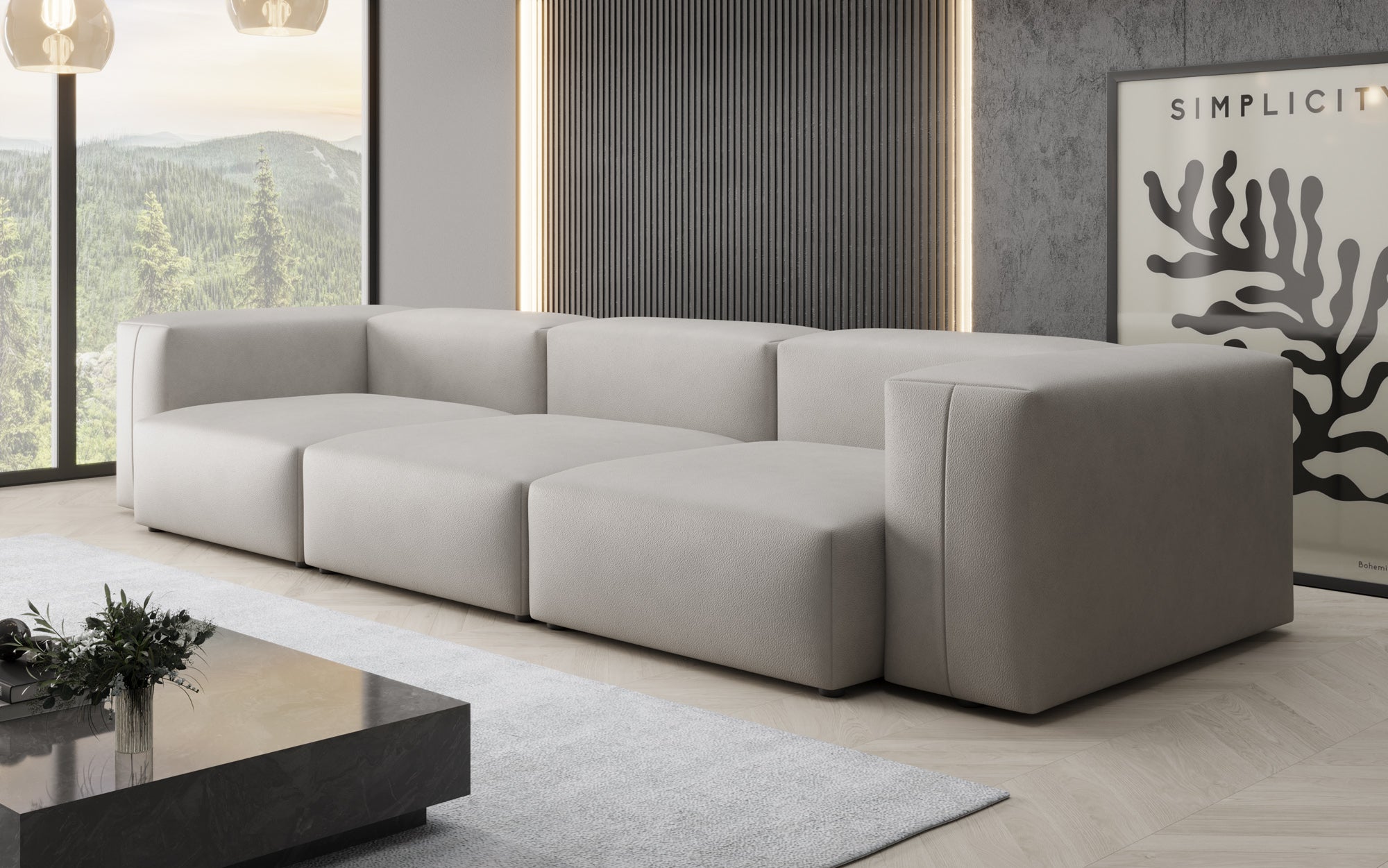 Designer 3-Sëtz Sofa Snug a Echtläder