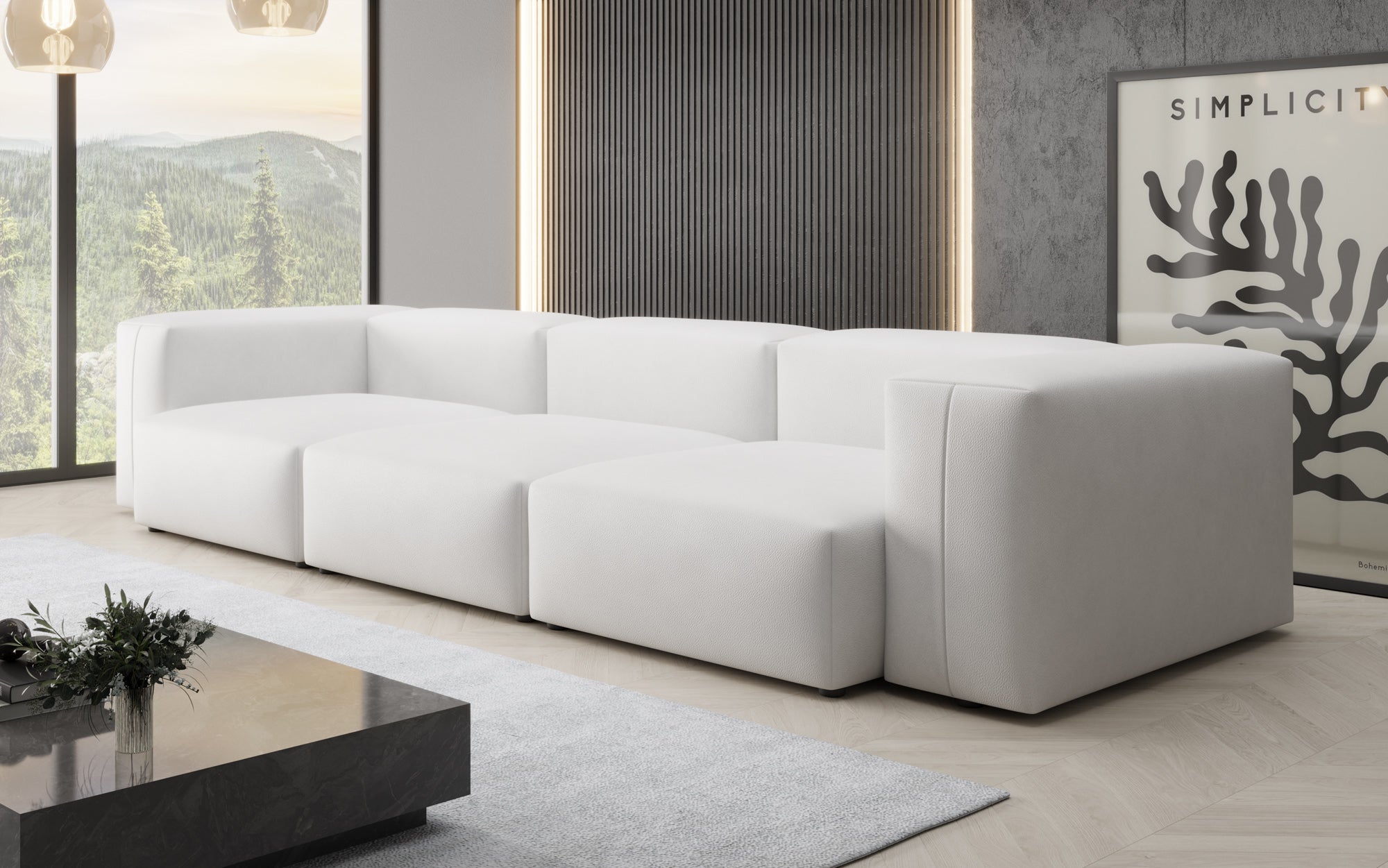 Designer 3-Sëtz Sofa Snug a Echtläder