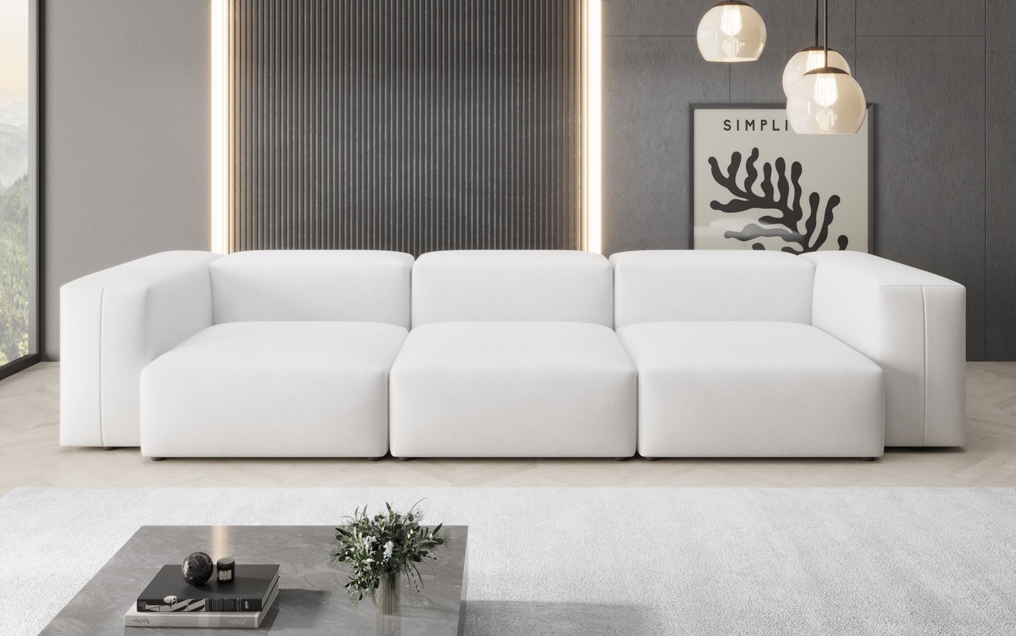 Designer 3-Sëtz Sofa Snug a Echtläder