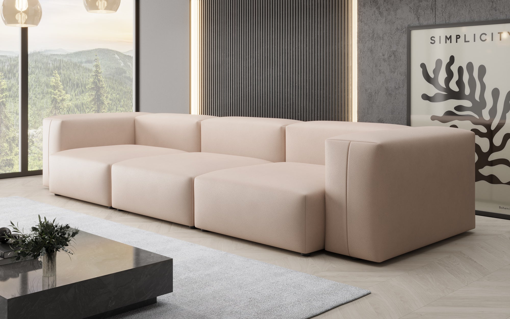 Designer 3-Sëtz Sofa Snug a Echtläder