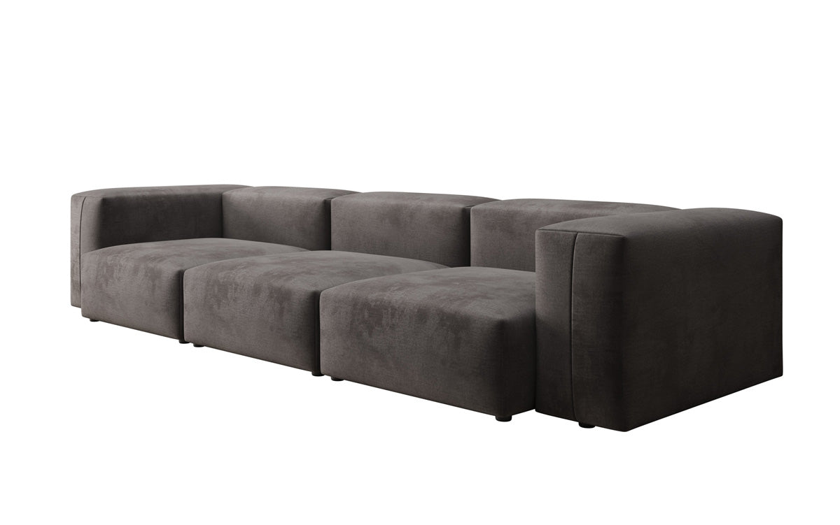 Designer 3-Sëtz Sofa Snug aus Samt