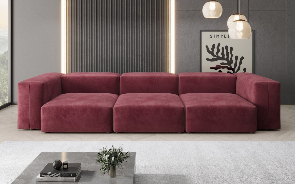 Designer 3-Sëtz Sofa Snug aus Samt