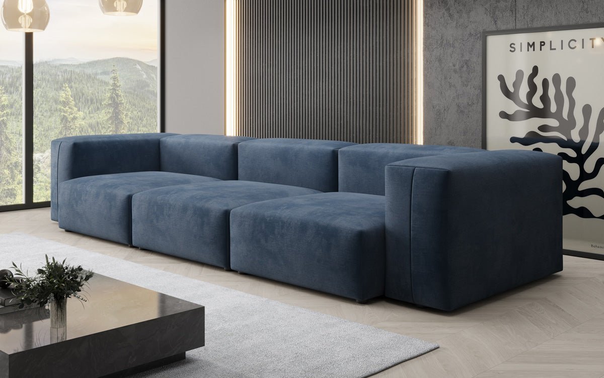 Designer 3-Sëtz Sofa Snug aus Samt