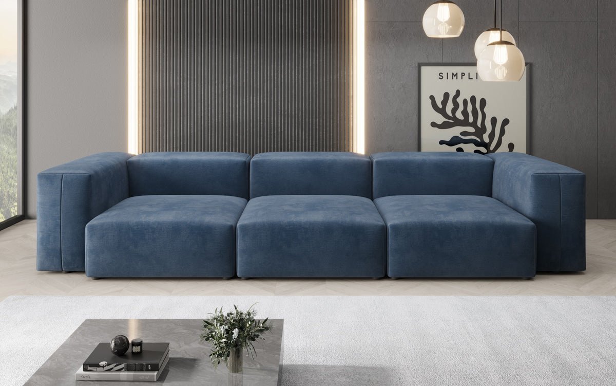 Designer 3-Sëtz Sofa Snug aus Samt