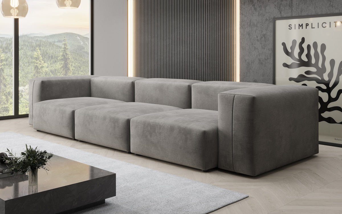 Designer 3-Sëtz Sofa Snug aus Samt