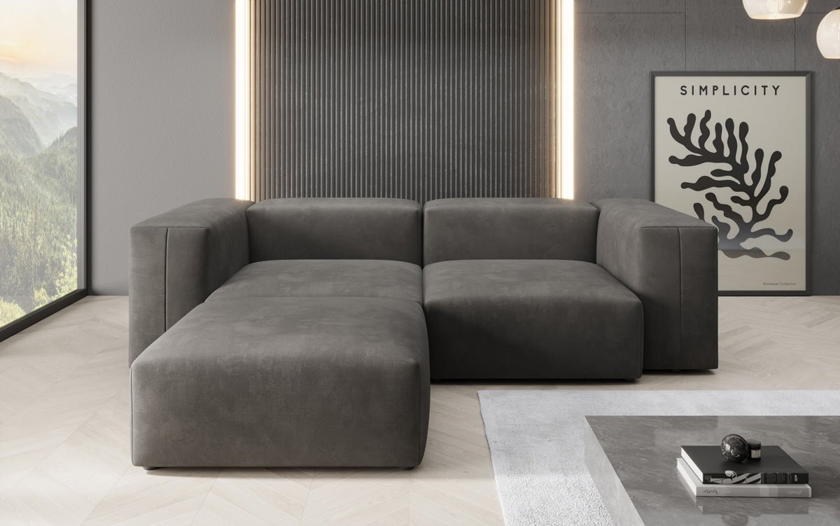 Designer L Sofa Snug Mini aus Samt