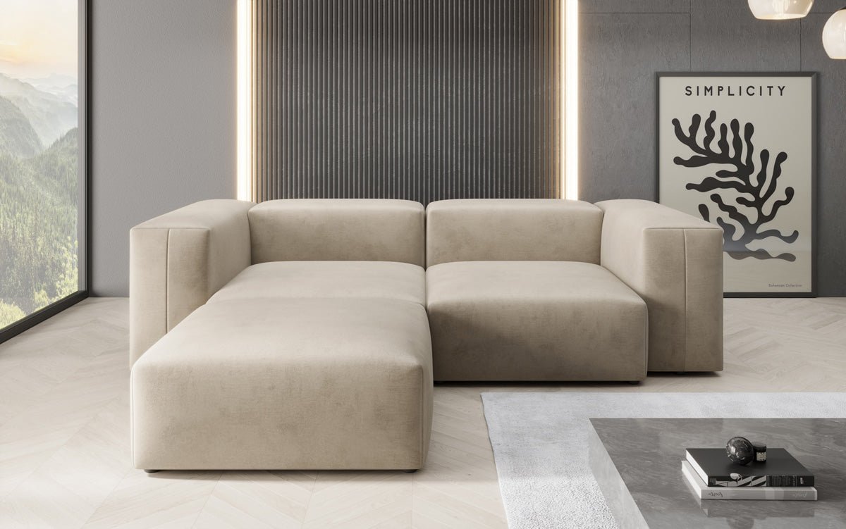 Designer L Sofa Snug Mini aus Samt