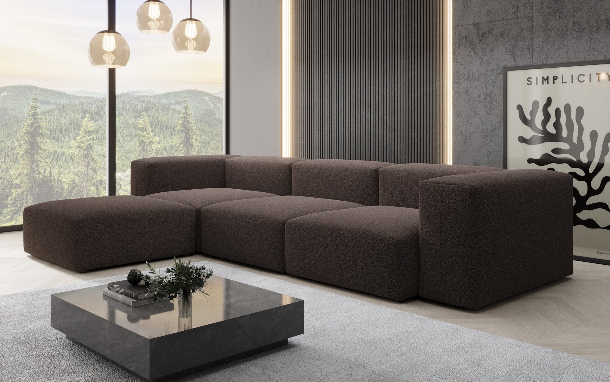 Designer L Sofa Snug am Bouclé