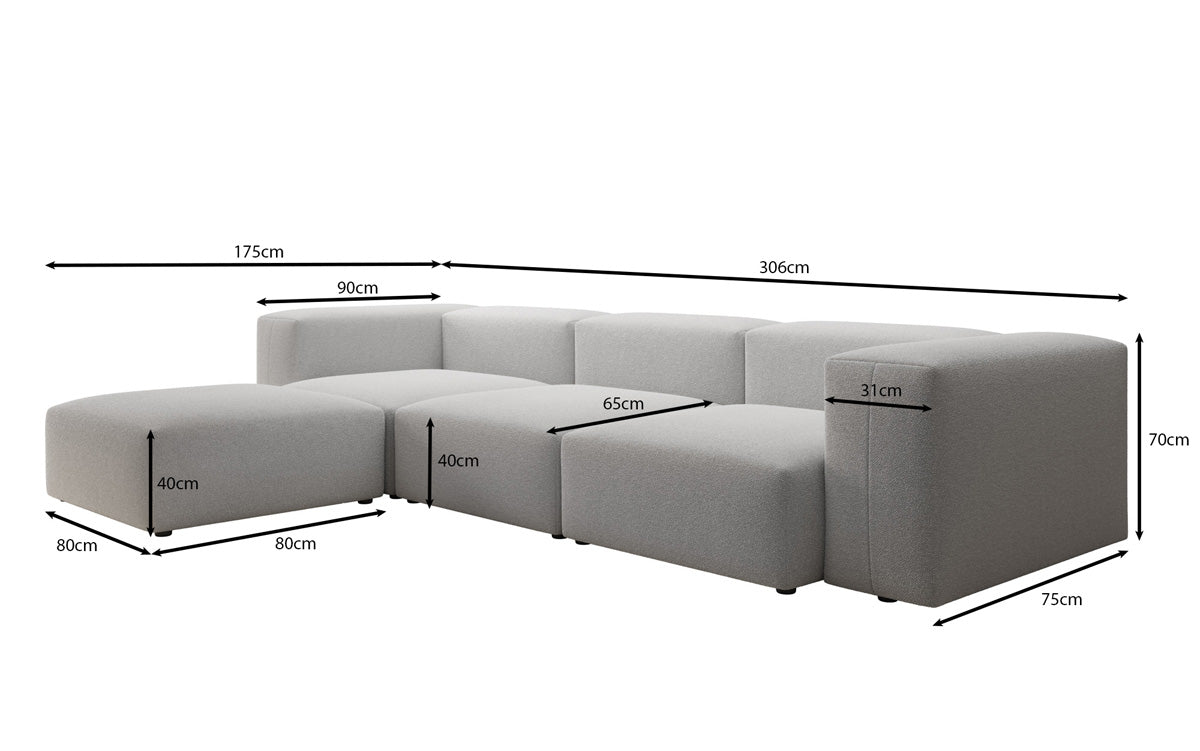 Designer L Sofa Snug am Bouclé
