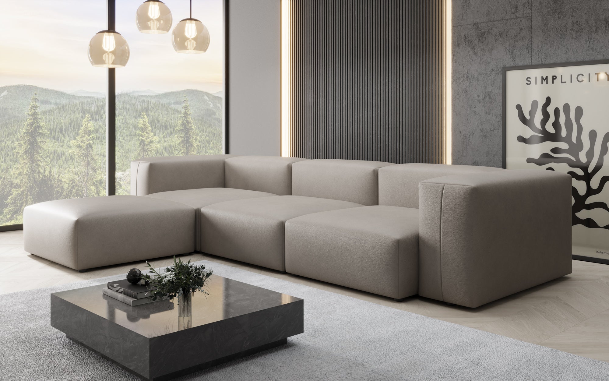 Designer L Sofa Snug am Echtleder