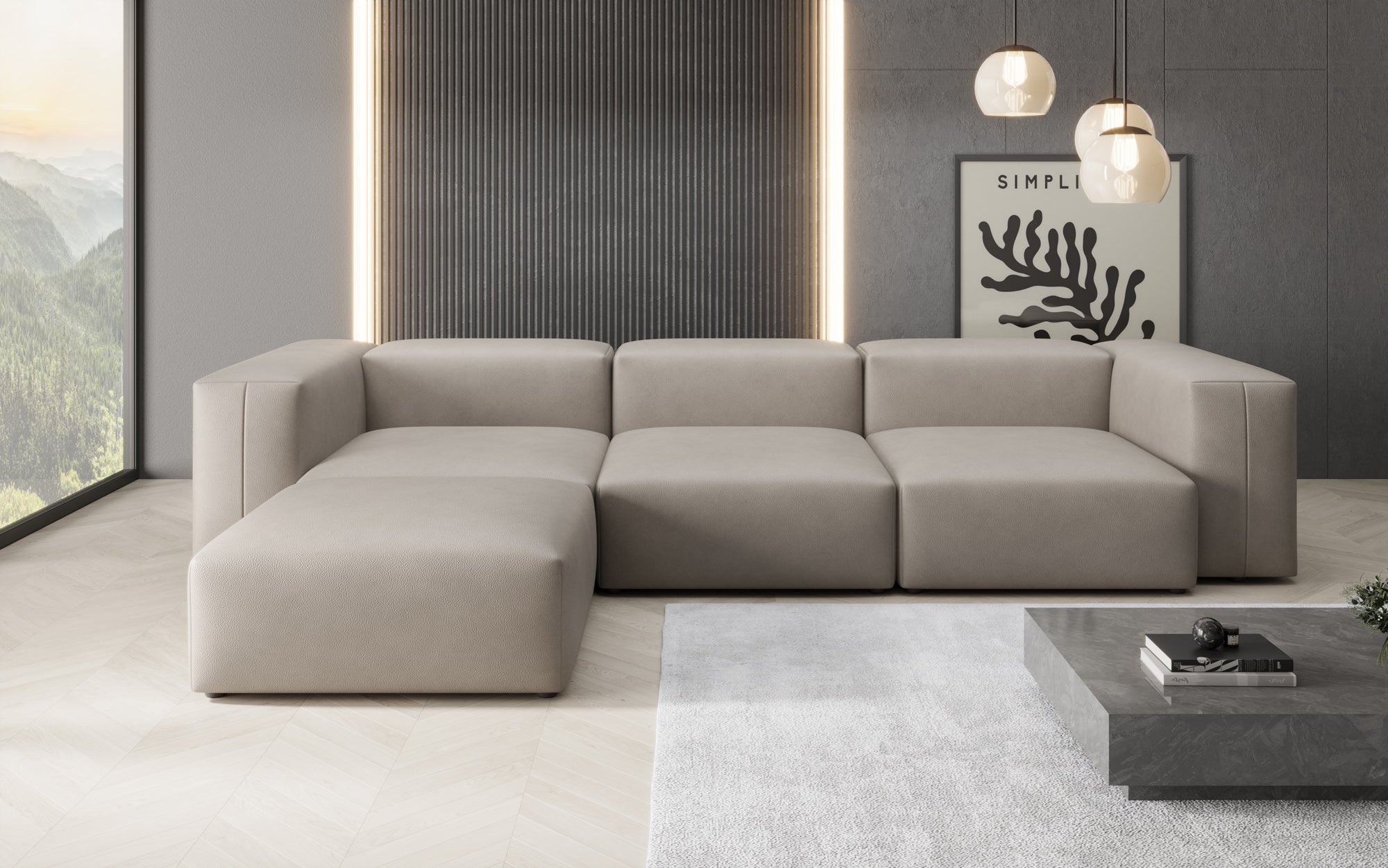Designer L Sofa Snug am Echtleder