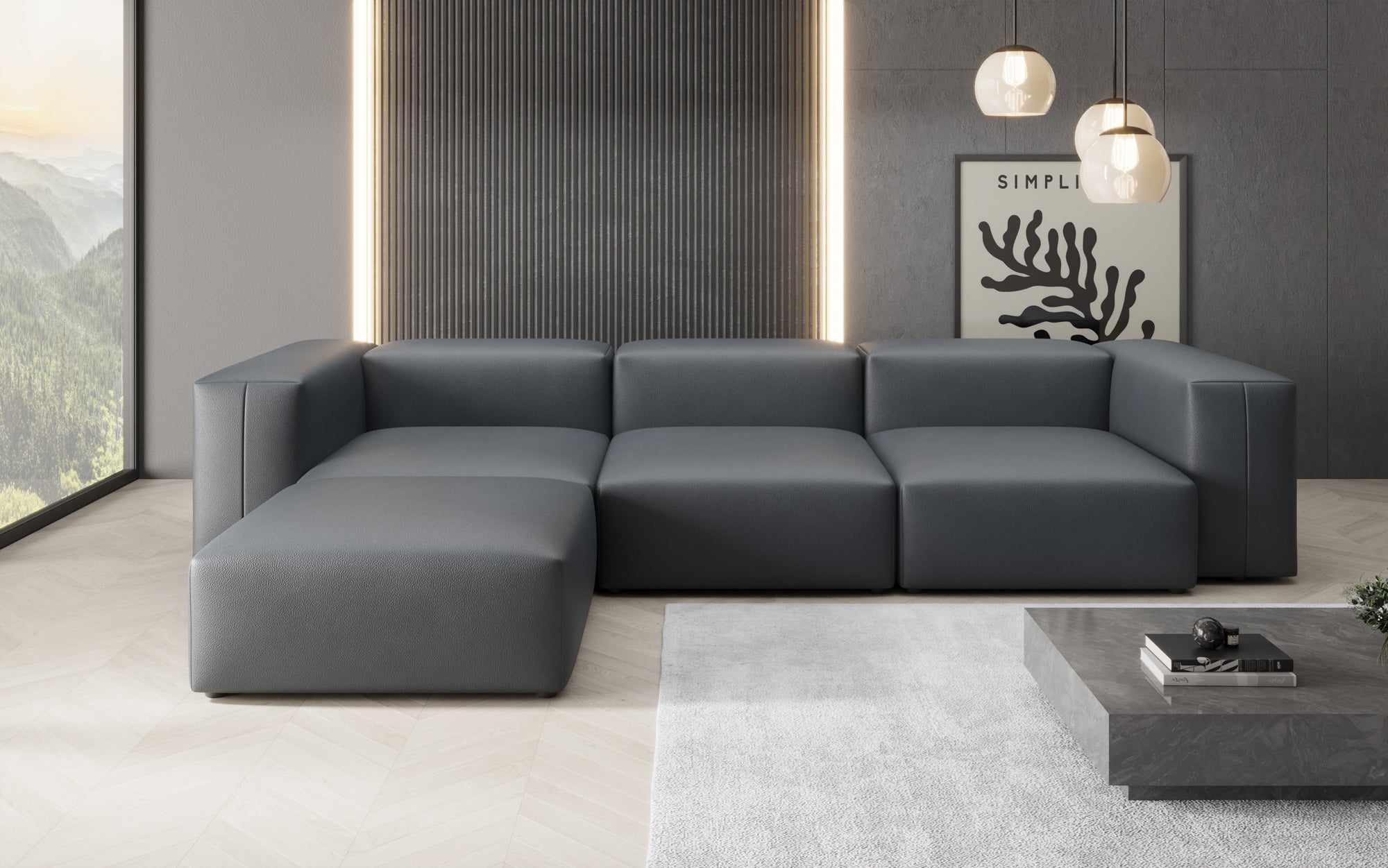 Designer L Sofa Snug am Echtleder