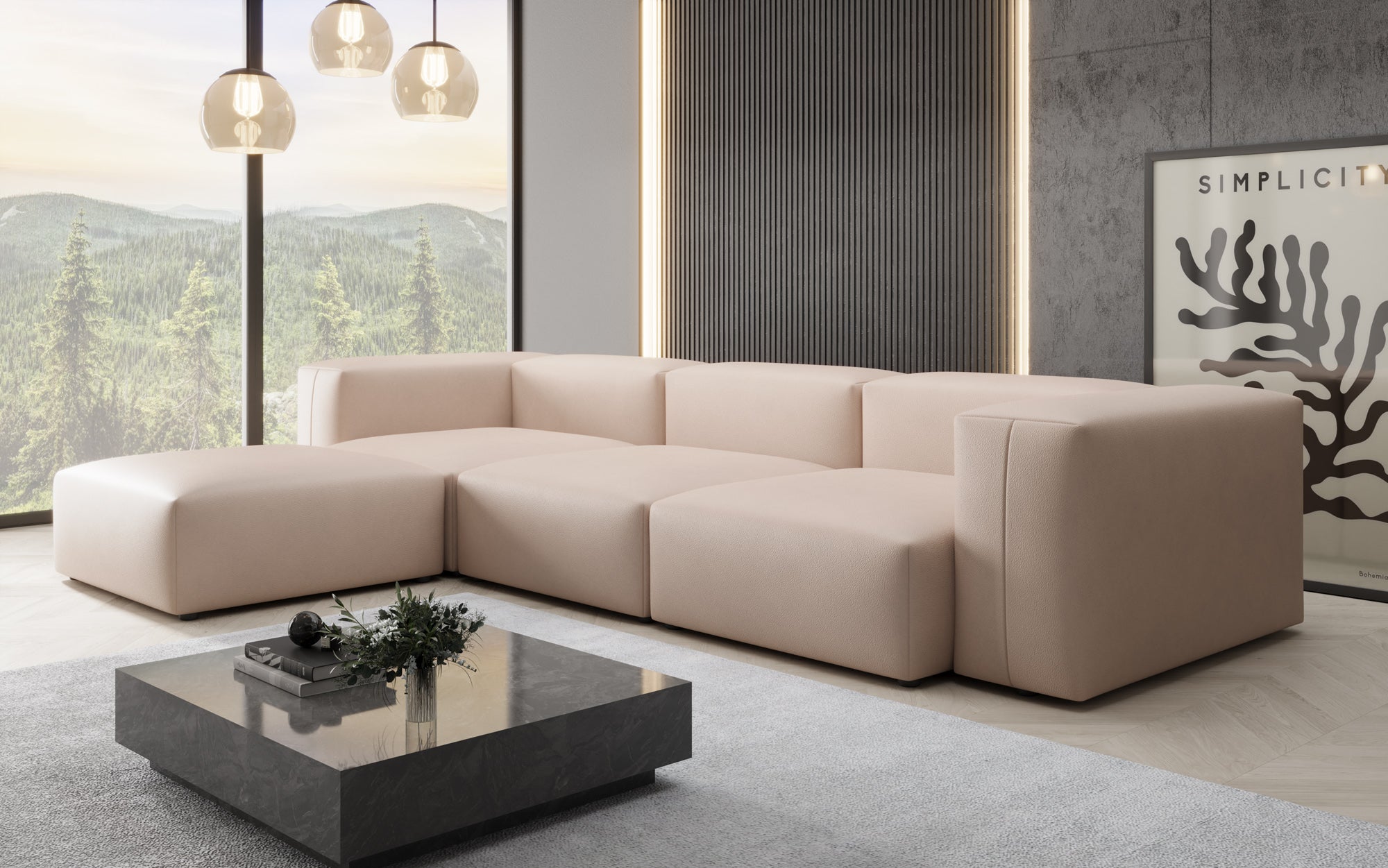 Designer L Sofa Snug am Echtleder