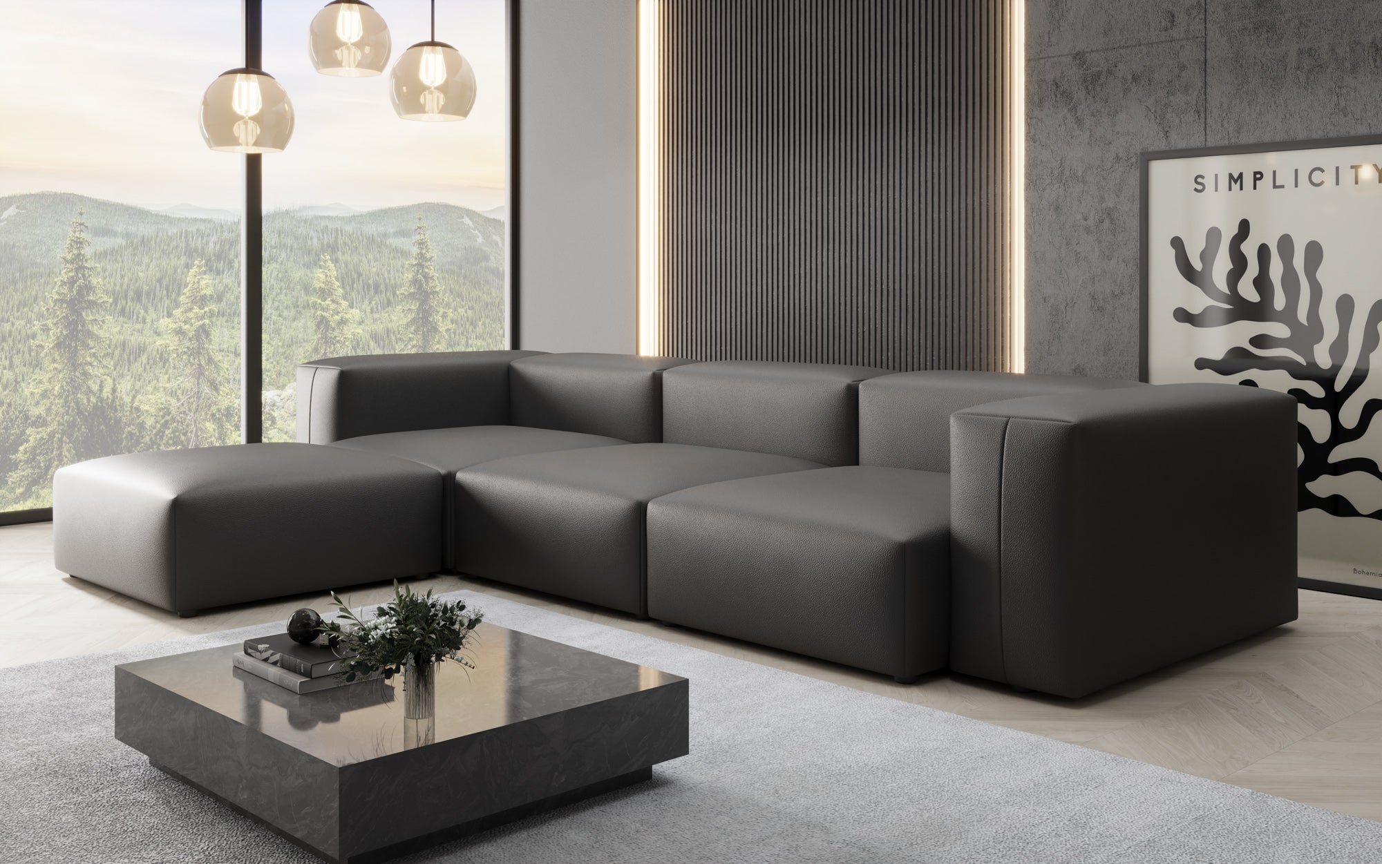 Designer L Sofa Snug am Echtleder
