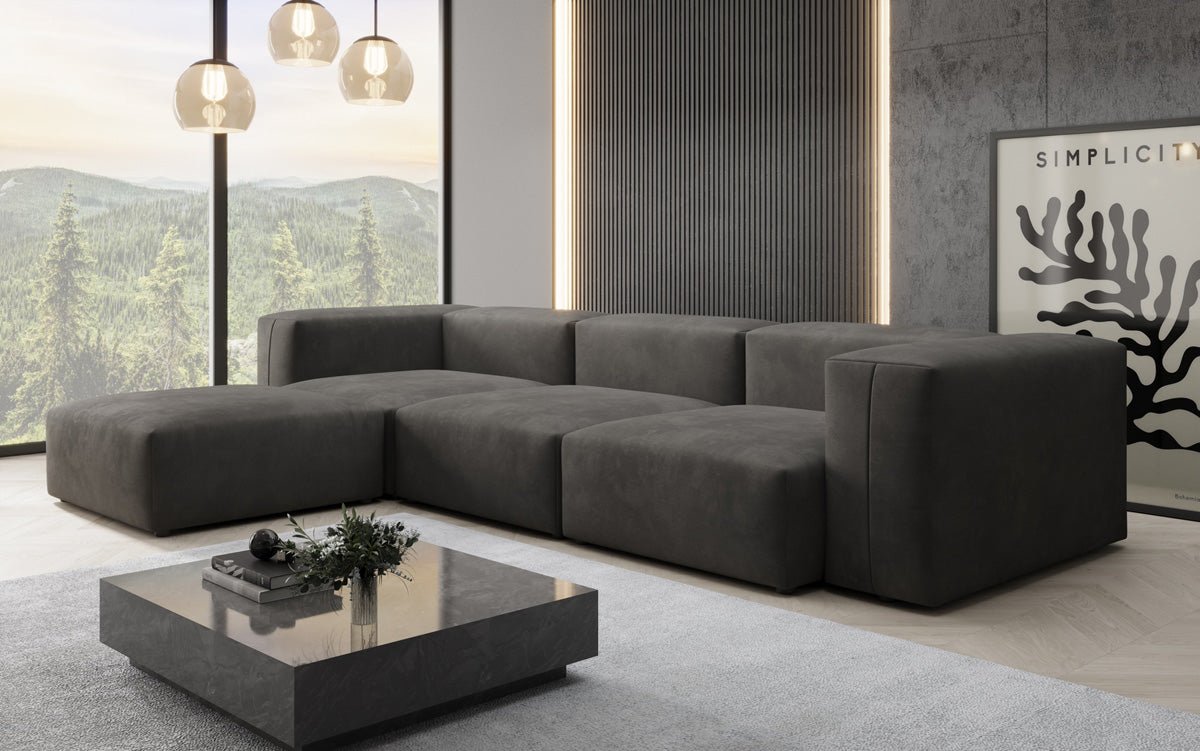 Designer L Sofa Snug aus Samt