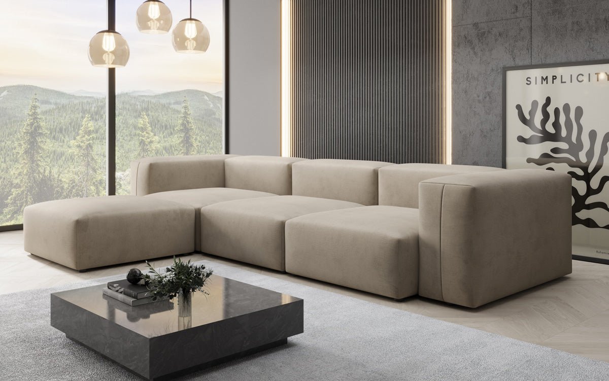 Designer L Sofa Snug aus Samt