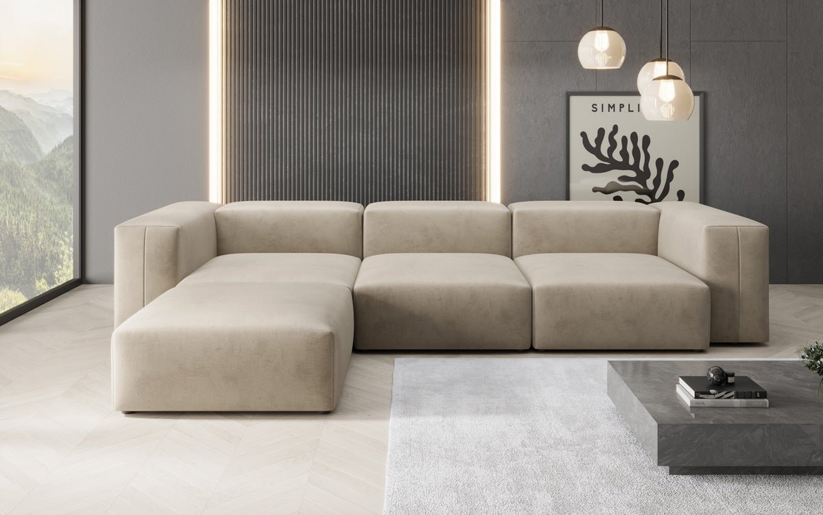 Designer L Sofa Snug aus Samt