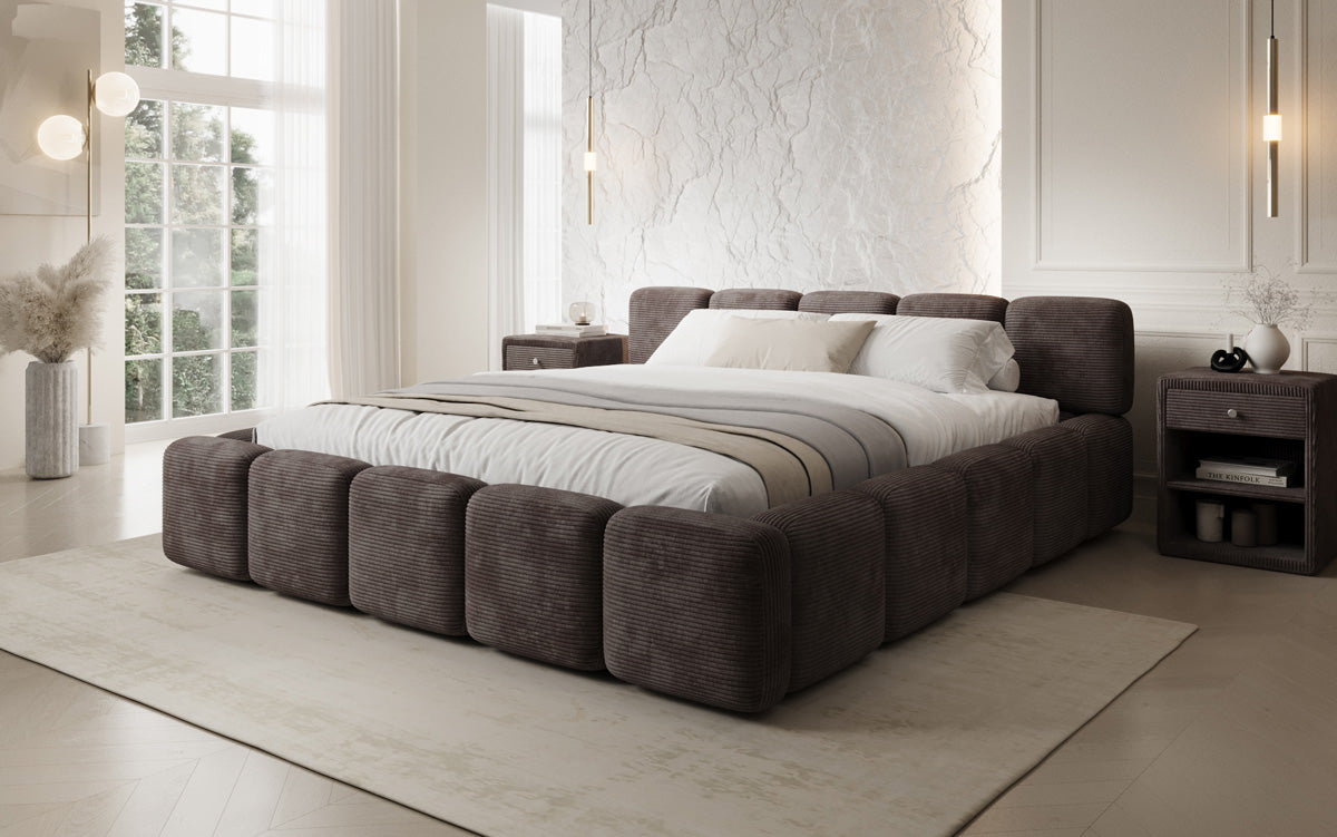 Designer-Polsterbett Giulia Cord mat Späicherplaz