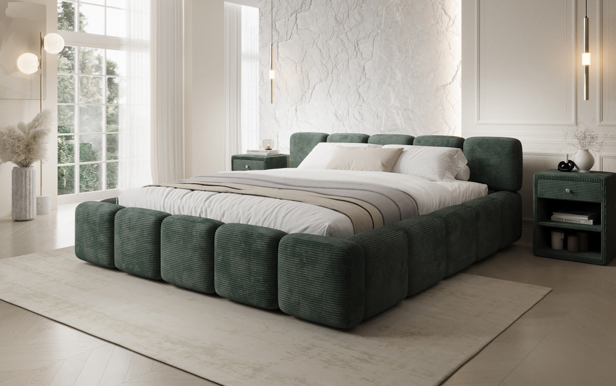 Designer-Polsterbett Giulia Cord mat Späicherplaz