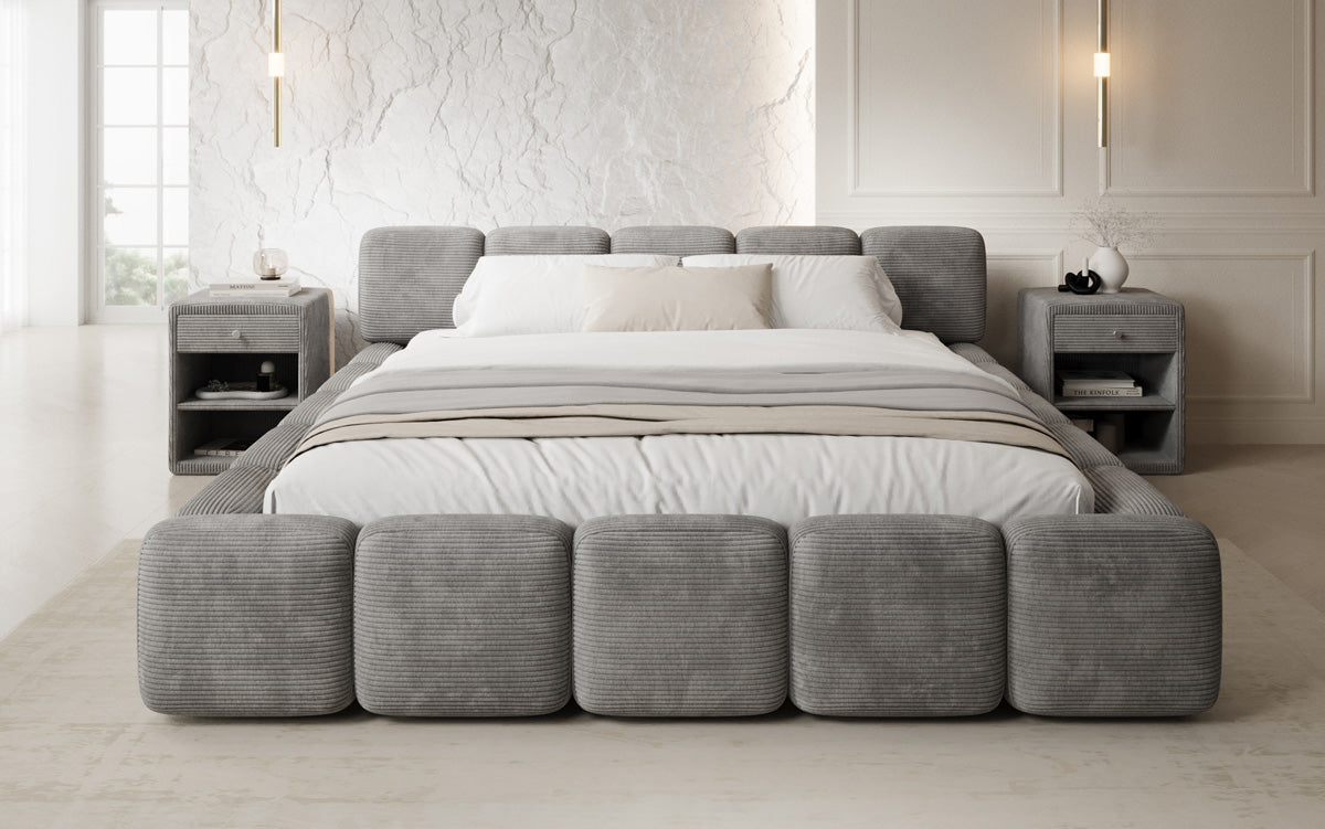 Designer-Polsterbett Giulia Cord mat Späicherplaz