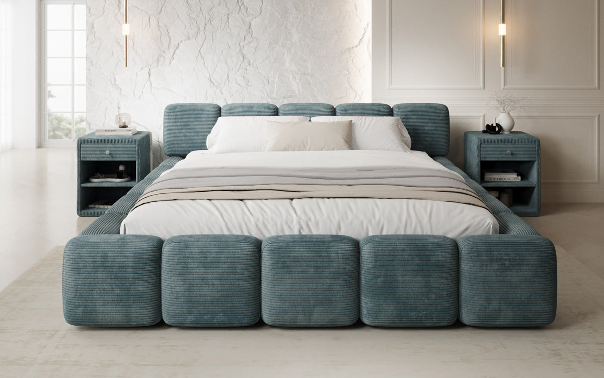 Designer-Polsterbett Giulia Cord mat Späicherplaz