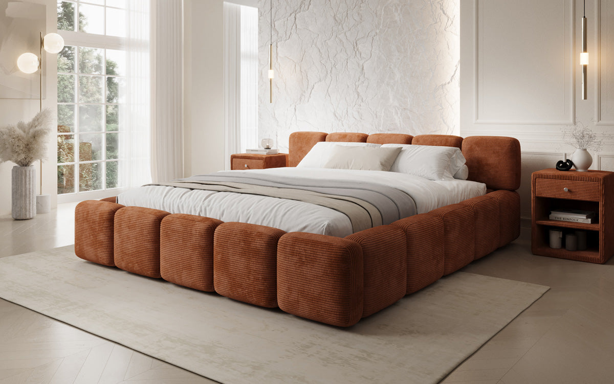 Designer-Polsterbett Giulia Cord mat Späicherplaz