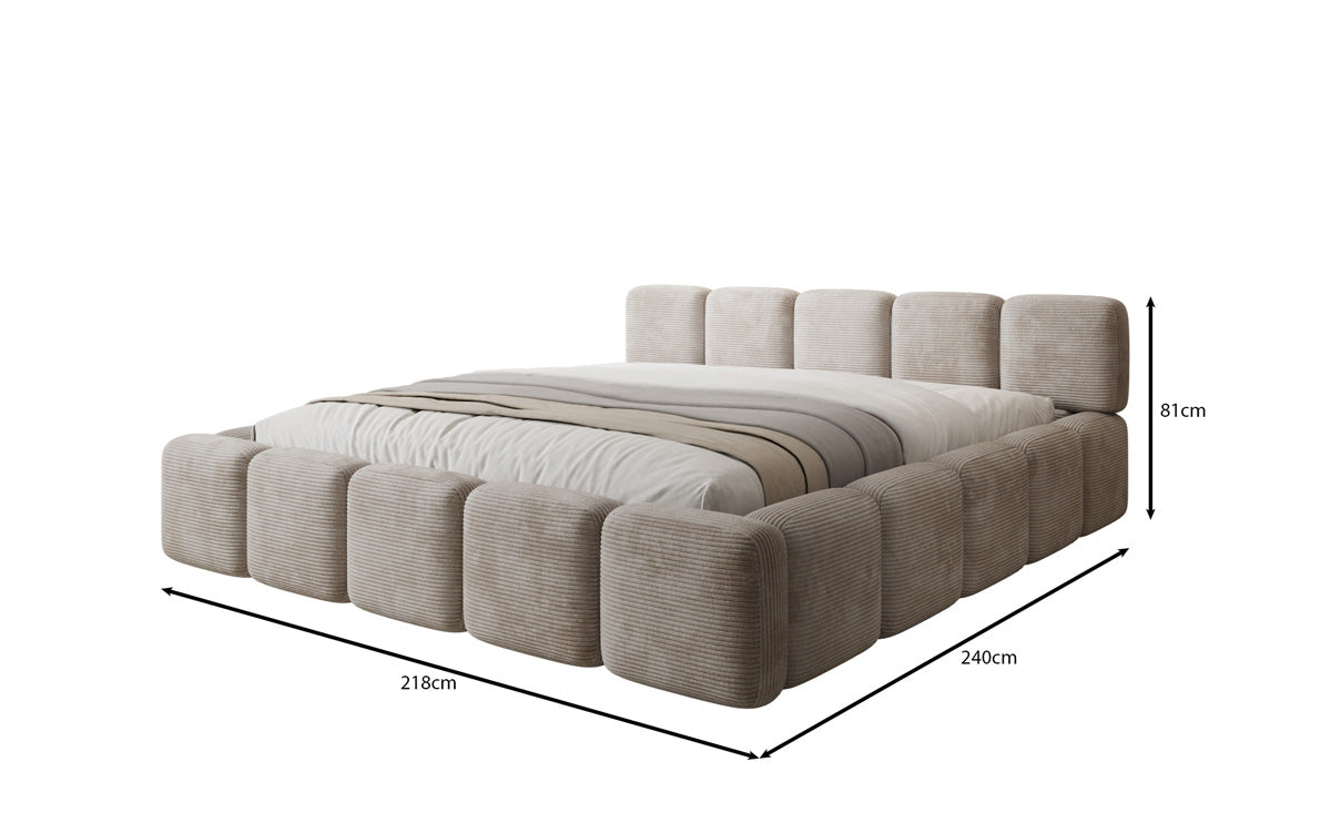 Designer-Polsterbett Giulia Cord mat Späicherplaz
