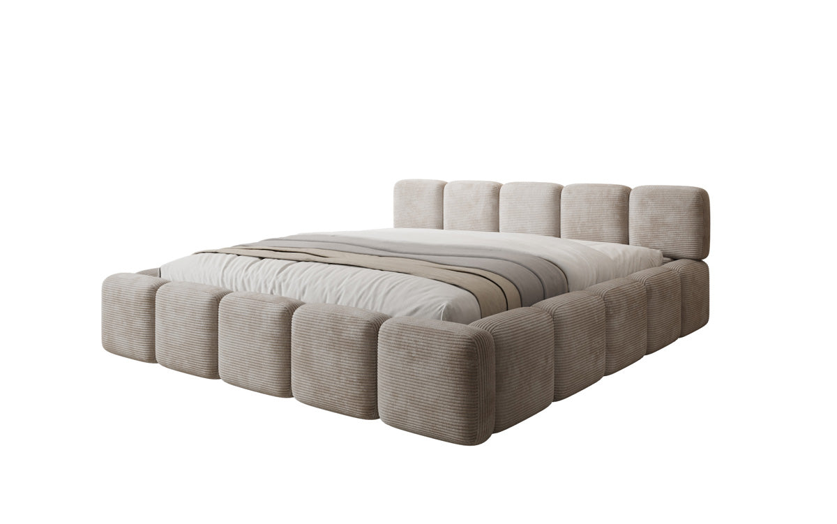 Designer-Polsterbett Giulia Cord mat Späicherplaz