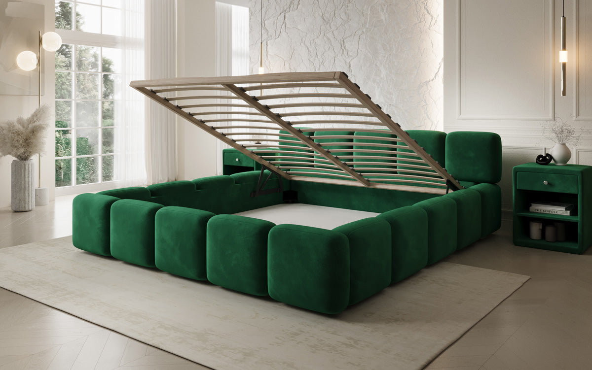 Designer Polsterbett Giulia Samt mit Stauraum