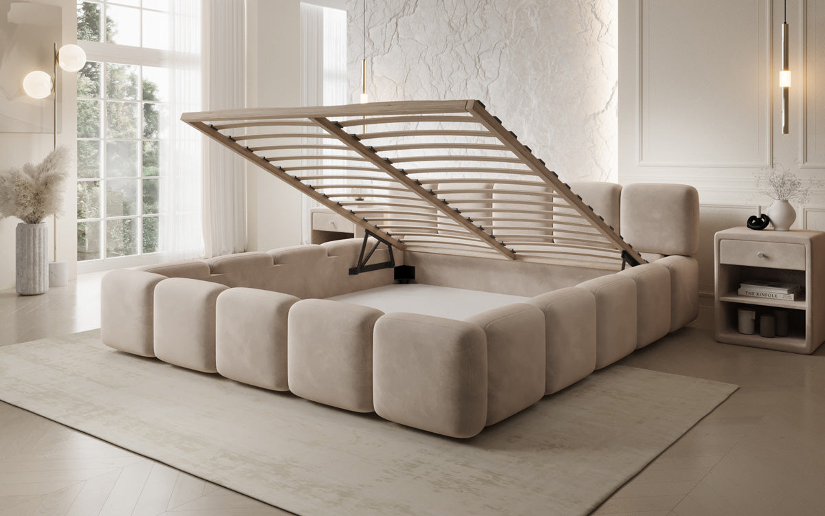 Designer Polsterbett Giulia Samt mit Stauraum