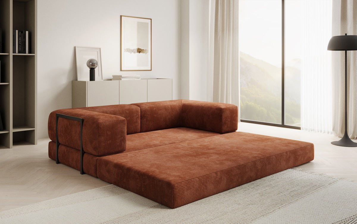 Designer Sofa Lazy 3 Sëtzer aus Cord