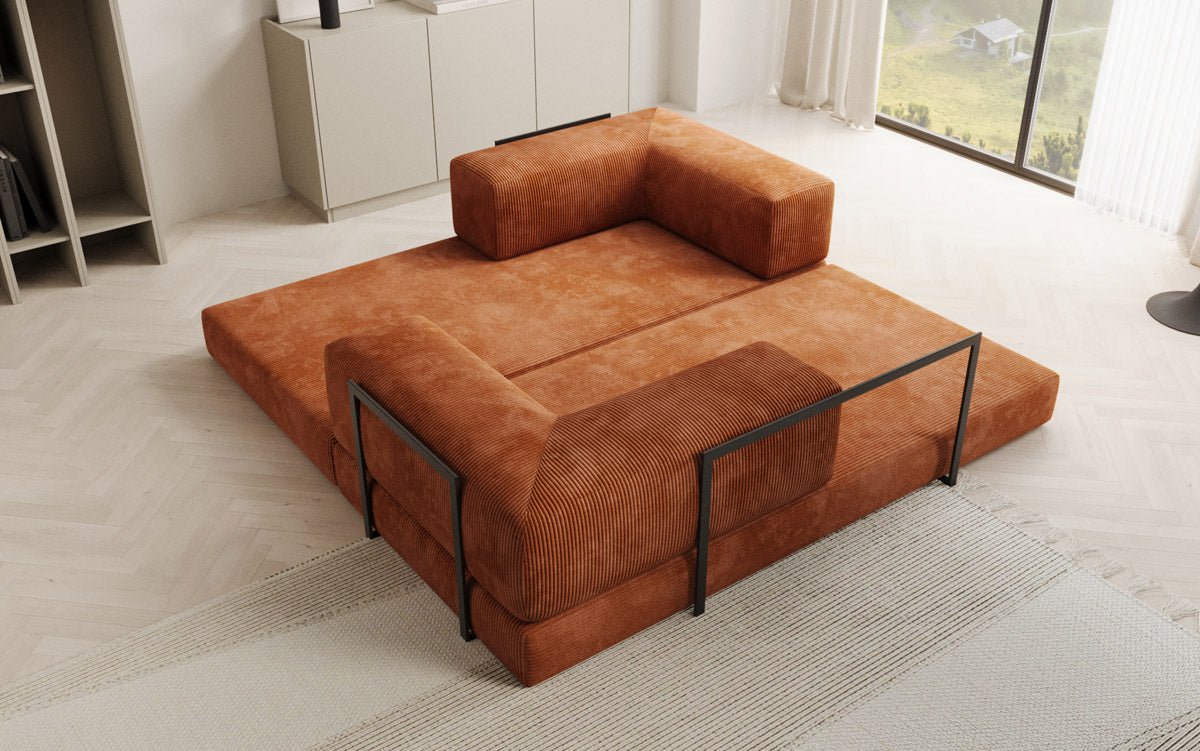 Designer Sofa Lazy 3 Sëtzer aus Cord