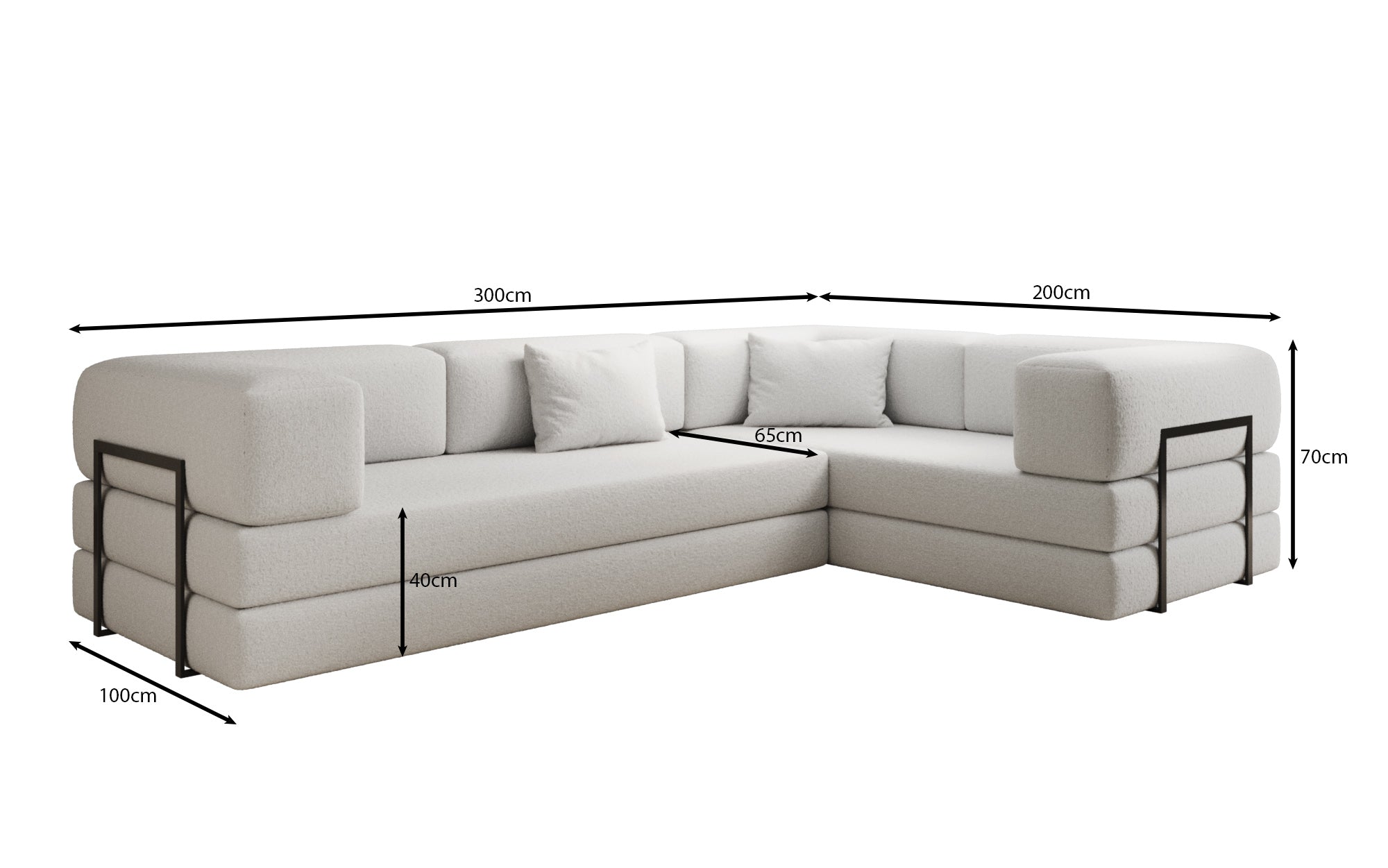 Designer Sofa Lazy L zou a Bouclé