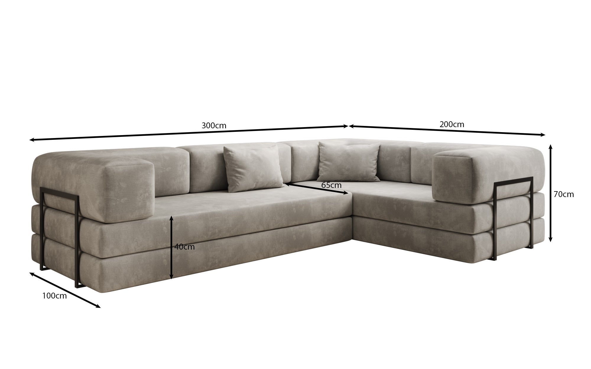 Designer Sofa Lazy L zou a Samt