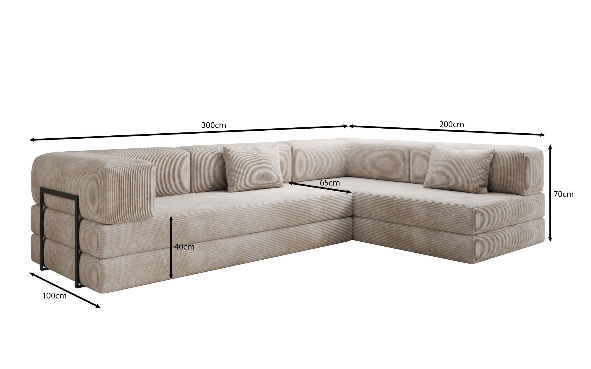 Designer Sofa Lazy L aus Cord