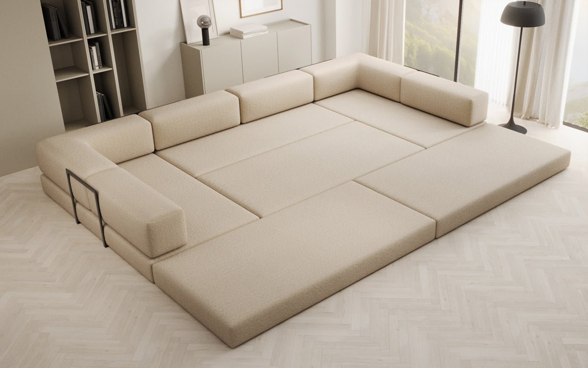 Designer Sofa Lazy U in Bouclé