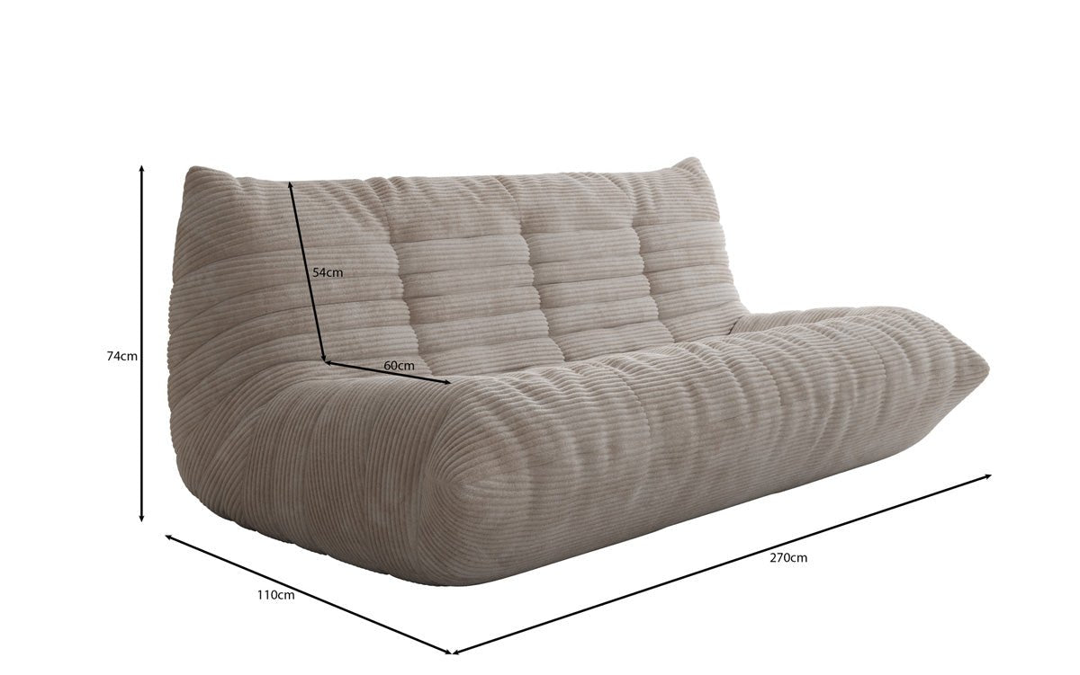 Designer 3 Sëtz Sofa Calmo am Cord