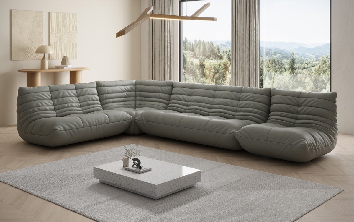 Designer Sofa Wunnlandschaft Calmo a Echtläder