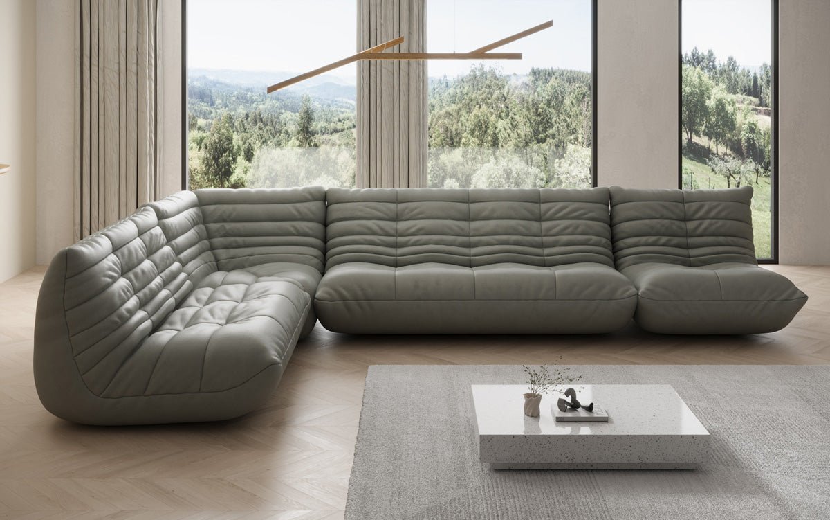 Designer Sofa Wunnlandschaft Calmo a Echtläder