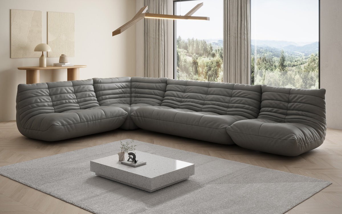 Designer Sofa Wunnlandschaft Calmo a Echtläder