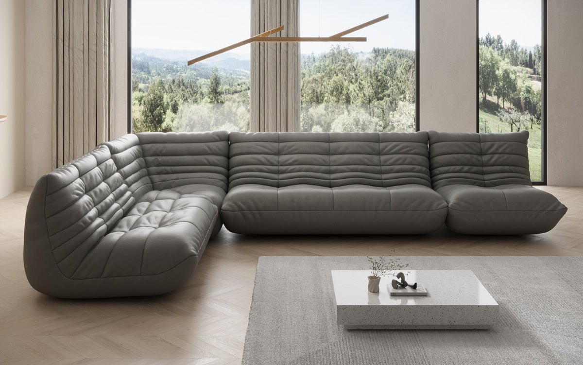 Designer Sofa Wunnlandschaft Calmo a Echtläder