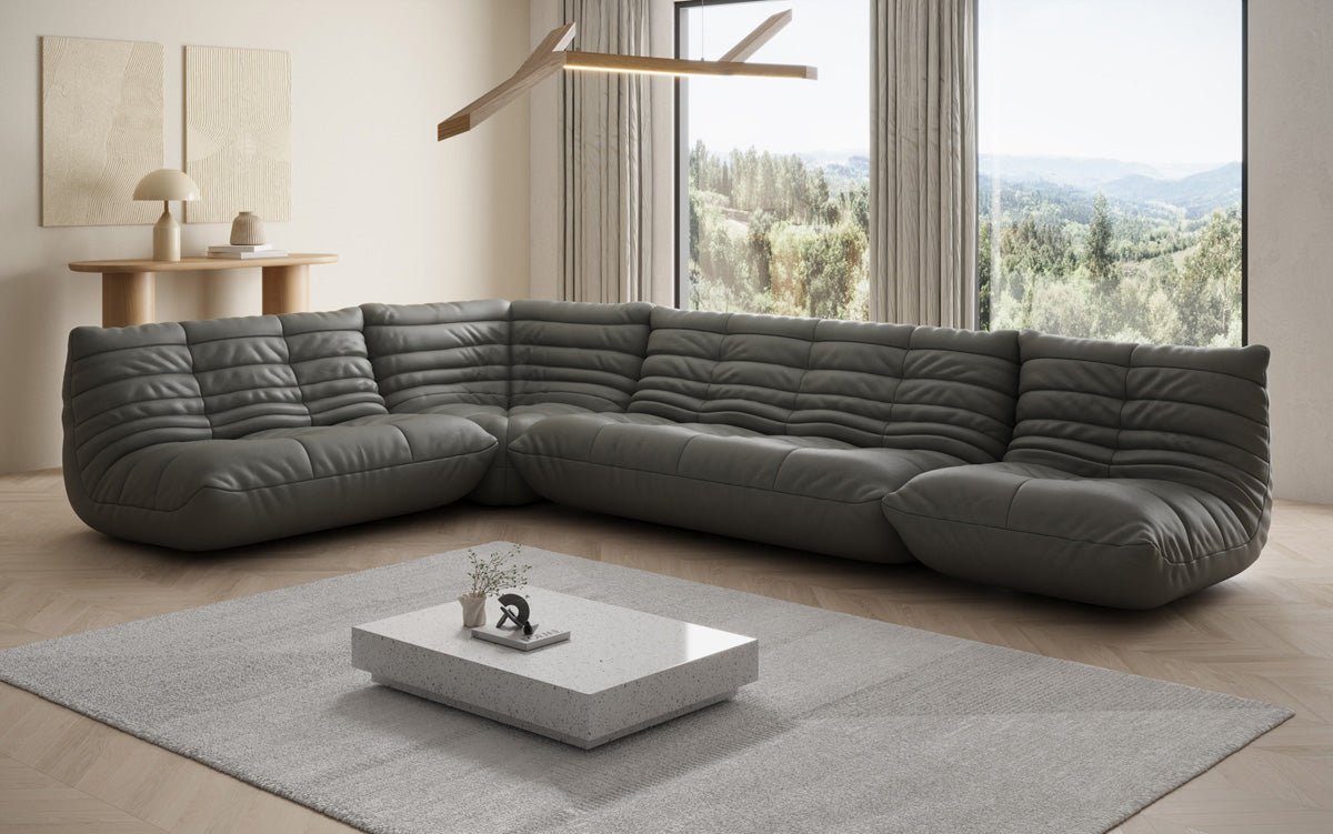 Designer Sofa Wunnlandschaft Calmo a Echtläder