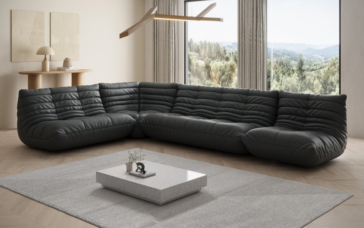 Designer Sofa Wunnlandschaft Calmo a Echtläder