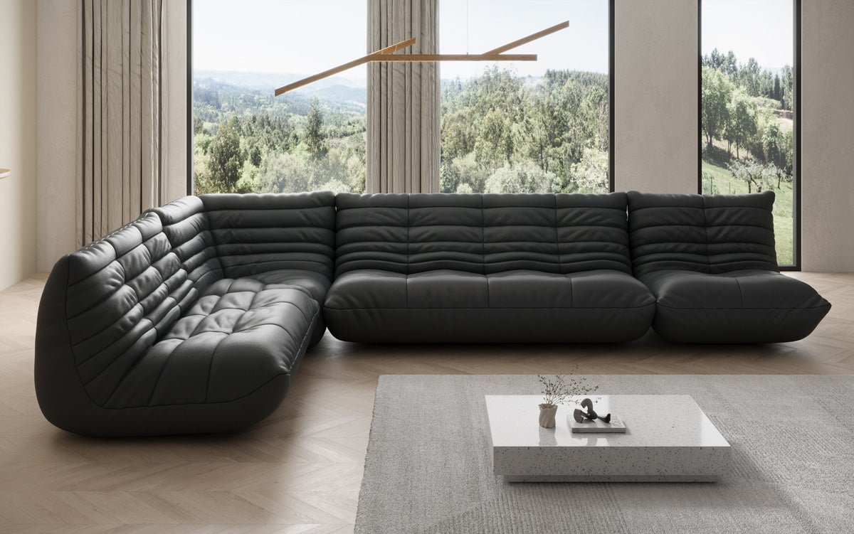 Designer Sofa Wunnlandschaft Calmo a Echtläder