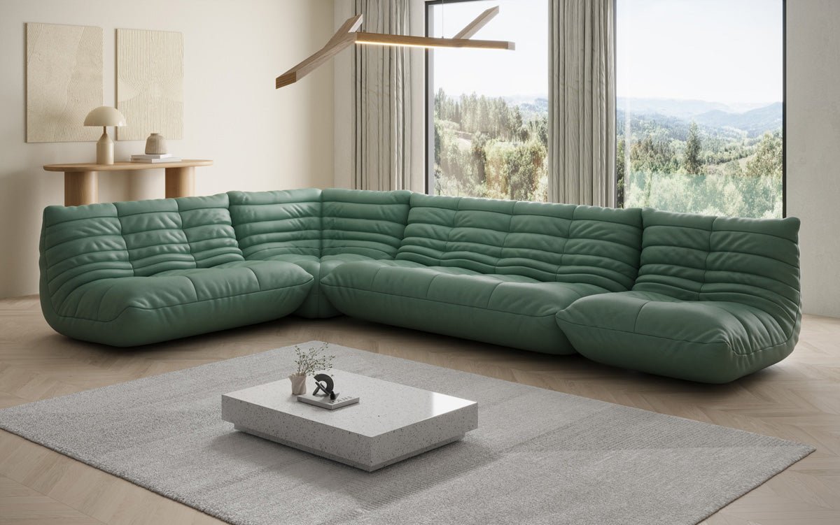 Designer Sofa Wunnlandschaft Calmo a Echtläder